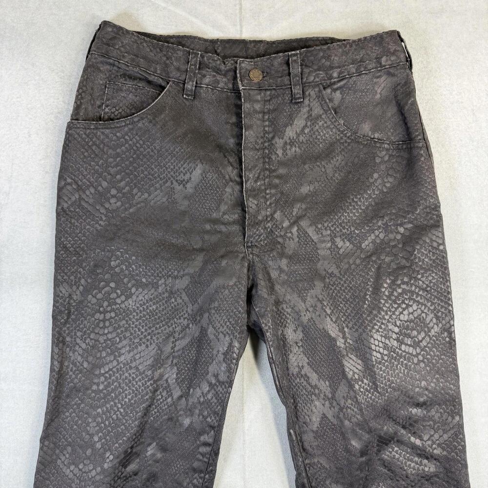 VTG ModZart London Pants Size 30x34* Black Skinny Python Snake Leather Print 80s